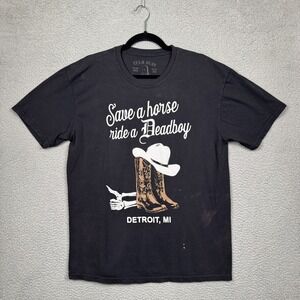 Team Sesh Graphic‎ Tee Mens L Black Bones Ride A Deadboy Music Skeleton Detroit